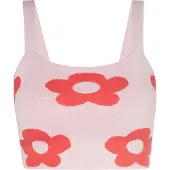 Swirly Top rosa claro / vermelho