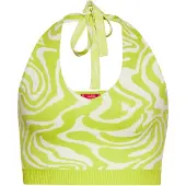 Swirly Top de malha verde claro / branco lã