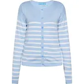 SANIKA Casaco de malha azul claro / branco