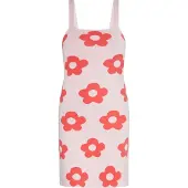 Swirly Vestido de malha rosa / vermelho