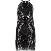 NAEMI Vestido de cocktail castanho / preto / prata