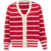 SANIKA Casaco de malha vermelho / branco lã