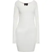 NAEMI Vestido de malha branco lã