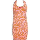 Swirly Vestido de malha laranja / rosa