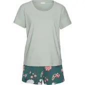 LASCANA Calções de pijama verde mosqueado / mistura de cores