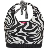 Swirly Top de malha preto / branco