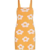Swirly Vestido de malha laranja / branco