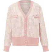NAEMI Casaco de malha rosé / rosa escurecido / prata / branco lã