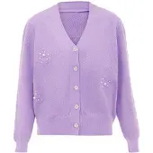 Nascita Casaco de malha lavanda / branco pérola