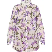 Usha Blusa bege / verde / roxo