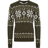 !Solid Pullover 'Norwig' castanho / verde escuro / branco