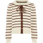 NAEMI Casaco de malha creme / castanho