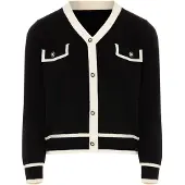 NAEMI Casaco de malha preto / branco lã
