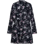 Desigual , Vestido folhas gola quimono, Preto, XL