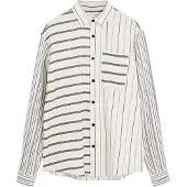 Desigual , Camisa de listras assimétricas, AlgodÃO, Branco, XL