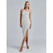 BWLDR Vestido 'Boston' estuque / prata