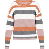 SANIKA Pullover cinzento / taupe / tangerina / branco