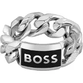 HUGO BOSS Anello Acciaio Kassy Emblem 1580681 66 Mm — Anello