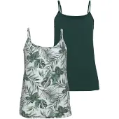 LASCANA Top verde escuro / branco natural
