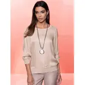 HEINE Blusa castanho claro / branco