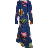 Desigual , Vestido midi assimétrico, Viscose, Azul, L