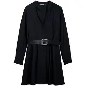 Desigual , Vestido chemise com cinto, Preto, L