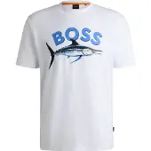 BOSS para homem. 50539196 Camiseta Bossfish branca (XXL), Branco, Casual, Algodão, Manga curta