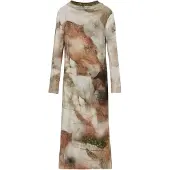 Desigual , Vestido gola alta, AlgodÃO, Marrom, M