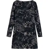Desigual , Vestido curto decote quadrado, AlgodÃO, Preto, L