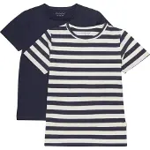Minymo Camisola azul escuro / branco natural