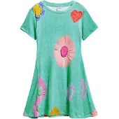 Desigual , Vestido curto estampado, AlgodÃO, Azul, 11/12