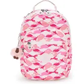 Kipling Mochila 'Seoul' rosa / pitaya / pó / branco