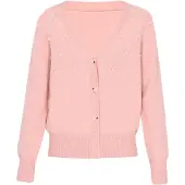 NAEMI Casaco de malha rosa claro / branco pérola