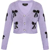Faina Casaco de malha roxo / preto / branco pérola