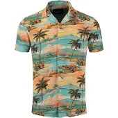 Key Largo Camisa 'Cabana' turquesa / amarelo / verde / laranja claro