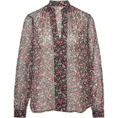 QS Blusa esmeralda / cor-de-rosa / vermelho vivo / preto