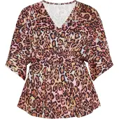 FELIPA Blusa 'Fashion Look' conhaque / cor-de-rosa / preto / branco
