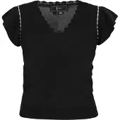 Faina Top preto / branco pérola