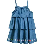Desigual , Vestido curto com babados, Liocel, Azul, 11/12