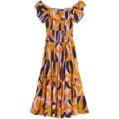 Desigual , Vestido bardot com folhos, Viscose, Vermelho, L