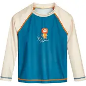 Playshoes Proteção UV 'Dschungel' petróleo / tangerina / branco lã