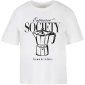 Miss Tee Camisa 'Espresso Society' preto / branco