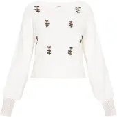 Mymo Pullover verde escuro / cor-de-rosa / vermelho / branco