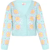IZIA Casaco de malha turquesa / amarelo / lavanda / cor-de-rosa