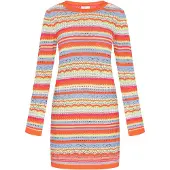 IZIA Vestido de malha 'Festival' azul claro / amarelo pastel / laranja / branco