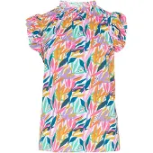 FELIPA Blusa 'Fashion Look' turquesa / laranja / cor-de-rosa / branco