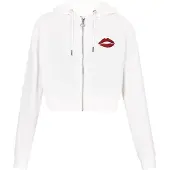 MyMo ROCKS Casaco em moletão 'Comfy' vermelho rubi / branco