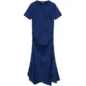 Desigual , Vestido assimétrico postais, PoliÉSter, Azul, S