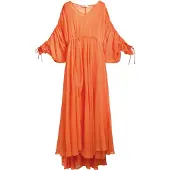 Desigual , Vestido longo esvoaçante, PoliÉSter, Laranja, XS