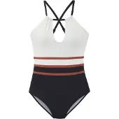 LASCANA Fato de banho castanho ferrugento / preto / branco